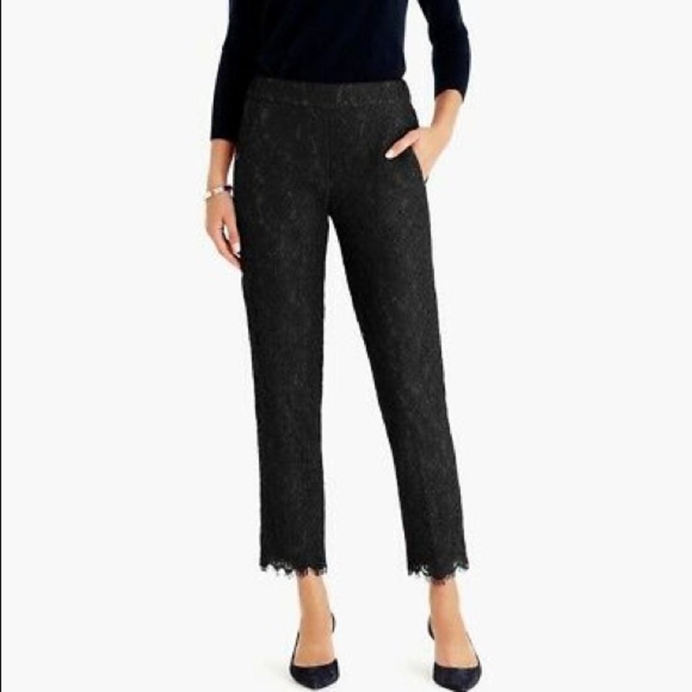 J. Crew Easy Pant Black Lace Size 8